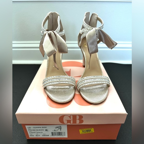 Gianni Bini Prom Queen Rhinestone Heels- Champagne/Light Gold Wedding Heels - Picture 2 of 8